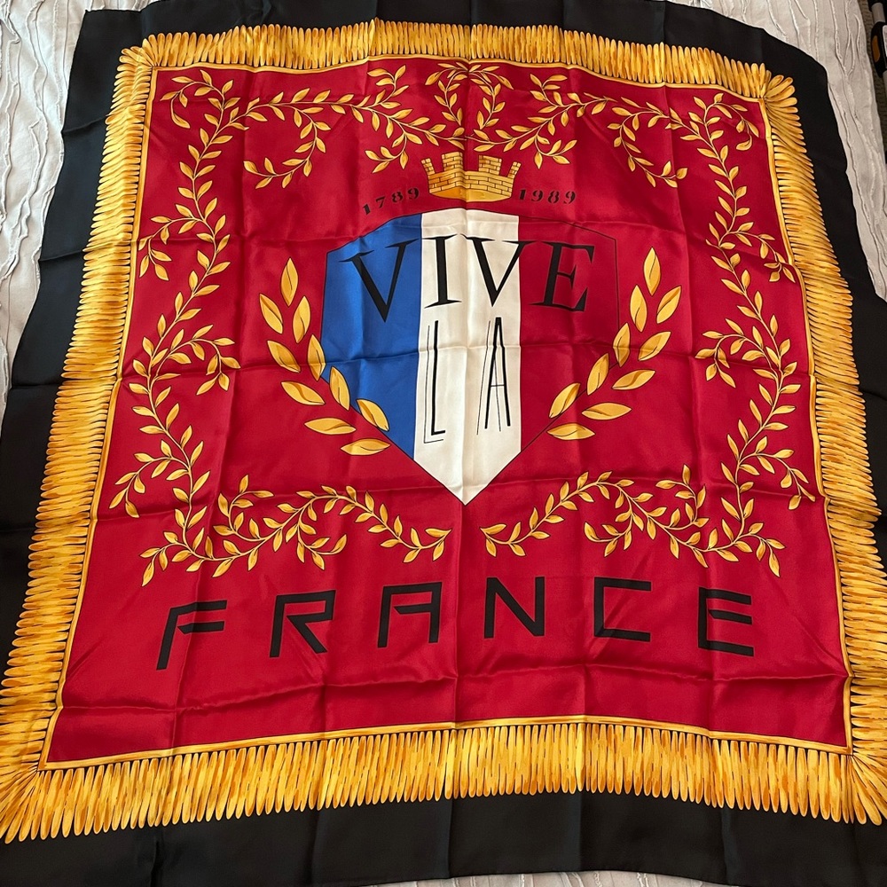 NWT Vive La France Vintage Bastille Day Silk Scarf